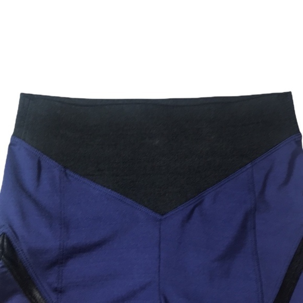 Koral Blue Black V Waistband Palm Shantung High Rise Leggings - Picture 6 of 10
